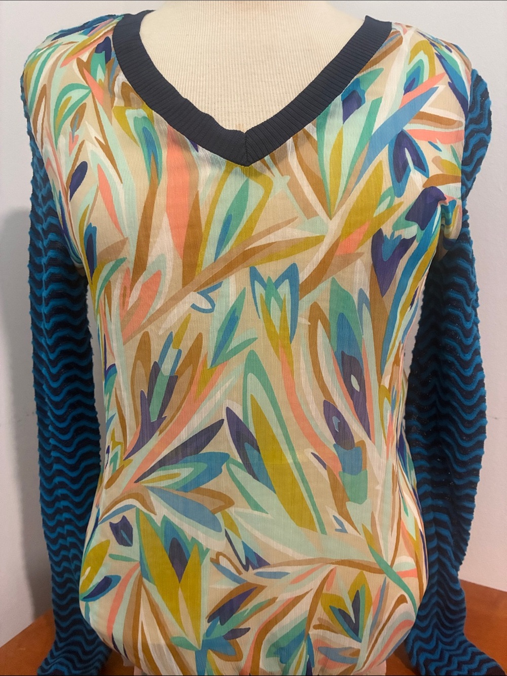Missing for Target chiffon sheer front floral top M